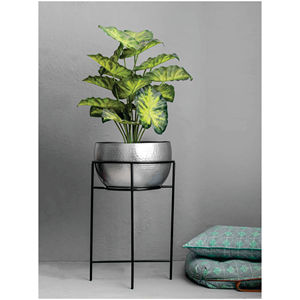 Luxury Metal Flower Pot with High Stand Hammered Silver Iron Planter <b>Set</b> Decorative Floor <b>Large</b> Indoor Plant Pot Iron Flower Pot - Product Image 1