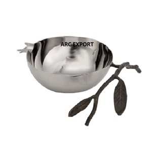 Cuenco de comida de Metal de tamaño mediano de Calidad exclusiva, último cuenco de diseño de hoja de Color gris de forma redonda para uso en hoteles y restaurantes en el hogar - Product Image 1