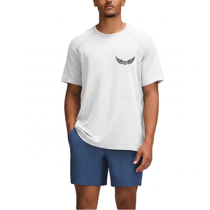 T-shirt gris à manches raglan pour homme avec logo, en tissu jersey à séchage rapide, coupe décontractée, col rond, manches courtes, design uni - Product Image 3