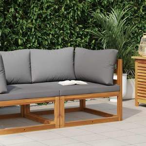 Canapé d'angle en bois d'acacia massif gris foncé, 100% polyester, mobilier de patio, taille standard - Product Image 1
