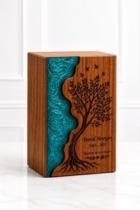 Personalized Wooden Resin Urn <b>Box</b> for Human & Pet Ashes Eco-Friendly Durable <b>Memorial</b> Keepsake Handmade Cremation Urn - Product Image 2