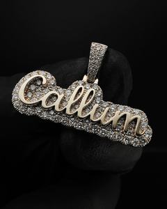 Pendentif personnalisé de luxe Hip Hop avec nom en lettres cursives serties de pierres, en argent 925, Moissanite VVS certifiée, plaqué rhodium, unisexe - Product Image 1