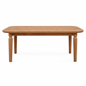 Mesa de Comedor Moderna Escandinava de Madera de Teca Sólida con Tablero Rectangular Redondeado para 8 Personas, Impermeable, para Comedor - Product Image 1