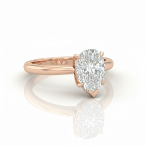 Bague de fiançailles en or rose 9 carats avec diamant de laboratoire taille poire, solitaire certifié IGI, bague de mariage moderne - Product Image 2
