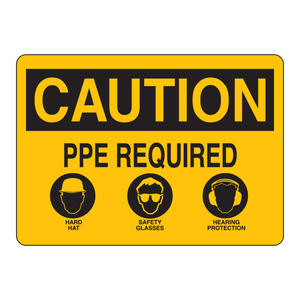 ป้ายเตือนความปลอดภัย ใช้กับอุปกรณ์ป้องกันส่วนบุคคล (PPE) ป้ายพับได้ทำจาก PVC สำหรับพื้นที่อุตสาหกรรมและก่อสร้าง - Product Image 1