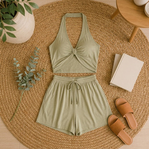 Ensemble de vêtements de nuit pour femmes, polyester, viscose, doux, confortable, respirant, vêtements de maison - Product Image 6