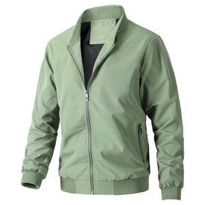 Chaqueta bomber clásica para hombre, ligera, cortavientos, informal, para exteriores, con cuello y puños acanalados, con cierre de cremallera. - Product Image 6