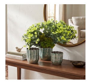 Classy Aluminum Hammered Texture Green Antique Color Nickel Plated Flower <b>Vase</b> Luxuries Style <b>Vase</b> for Luxuries Home & Wedding - Product Image 1