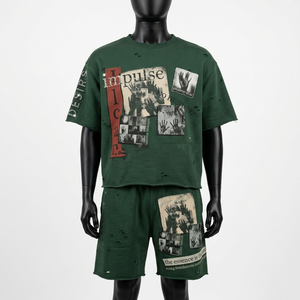 ชุดเซ็ตเสื้อฮู้ดดี้และกางเกงขาสั้นผ้าเฟรนช์เทอร์รี่สีเบจพิมพ์ลายเสือดาว 420GSM พร้อมพิมพ์โลโก้ตามสั่งสำหรับผู้ชาย - Product Image 6