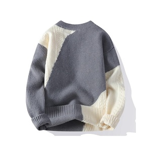 เสื้อสเวตเตอร์แขนยาวผ้าวูล/อะคริลิกแห้งเร็วสำหรับผู้ชาย สีเทาขาวล้วน รุ่น 2027 - Product Image 3