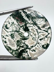 Esfera de Reloj de Ágata Musgosa Natural de 28.50mm Verde/Blanco, 1mm de Grosor, Estilo Clásico, Elegante y de Lujo, para Fabricación de Relojes al por Mayor - Product Image 5