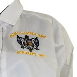 Chaqueta de Sororidad Blanca Personalizada para Mujer, con Logotipo Griego Bordado, Manga Larga, Estilo Casual Universitario, Venta al Por Mayor - Product Image 4