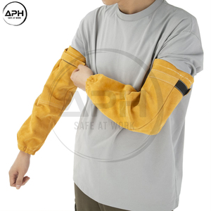 Nuevas Mangas de Trabajo Industriales de Cuero Vacuno de Moda con Servicio OEM ODM, Mangas de Soldadura Personalizadas con Correa Ajustable para Taller - Product Image 5