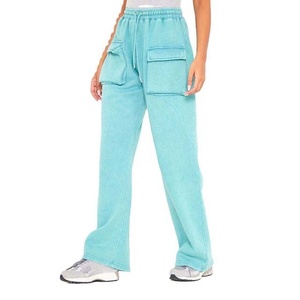 Pantalon de jogging en molleton d'hiver 100% coton avec poches tricotées, séchage rapide, taille élastique, décontracté et confortable pour femme - Product Image 2