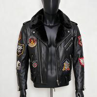 Blouson de moto en cuir imperméable personnalisé pour homme avec fermeture éclair, style streetwear, motif lettres