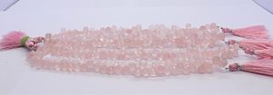 Cuarzo Rosa Natural Facetado en Forma de Lágrima, Briolette de 8 Pulgadas, Tamaño 5x7 MM, Gema de Cuarzo Rosa Briolette por Mayorista - Product Image 3