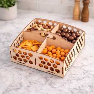 Bandeja de MDF negra con asa, estilo nuevo, corte láser, acabado envejecido, para decoración del hogar. - Product Image 2