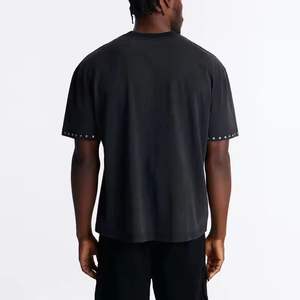 เสื้อยืดผู้ชายลำลองฤดูร้อน ล้างสีแบบแอซิด ประดับเพชร กันหด ระบายอากาศได้ดี พิมพ์ลายพัฟฟ์ ผ้าฝ้าย 100% สไตล์วินเทจ ชายเสื้อสั้น - Product Image 3