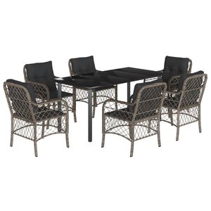 Conjunto de Comedor de Jardín de Ratán Sintético Gris con Asientos Estándar, Disponible en Varios Tamaños - Product Image 2