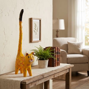 Statue artisanale en bois d'albizia, queue de chat en position levée, dorée, figurine animale, artisanat de Bali, décoration intérieure, sculpture en bois, cadeau, artisanat en bois - Product Image 2