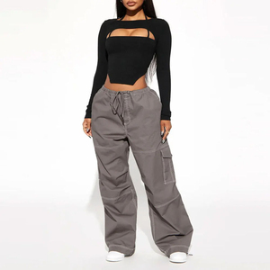 กางเกงคาร์โก้ผ้าแคนวาสคุณภาพสูงสำหรับผู้ชาย ทรงขากว้าง สไตล์ลำลอง มี 6 กระเป๋า กันลม เป็นมิตรกับสิ่งแวดล้อม แห้งเร็ว ระบายอากาศดี ทรงตรง เอวกลาง - Product Image 1