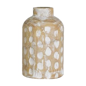 Blanc Lavage Couleur Sculpté Mango Vase En Bois De Luxe Motif Dernière Collection pour La Décoration De La Maison En Vrac Acheteurs En Gros - Product Image 6