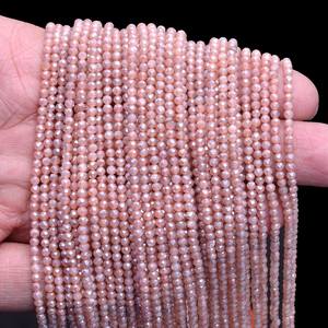 Piedras de luna de melocotón AAA+ de 2mm-3mm, microfacetadas, redondas, con revestimiento de plata natural, piedras semipreciosas para joyería. - Product Image 2