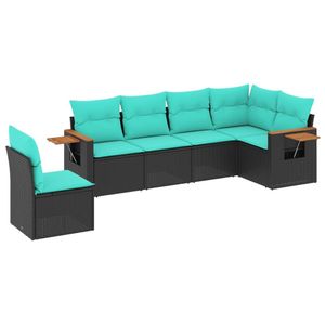Set Divano da Esterno in Polyrattan Nero con Cuscini, Arredamento da Giardino 6 Posti, Design Moderno - Product Image 2