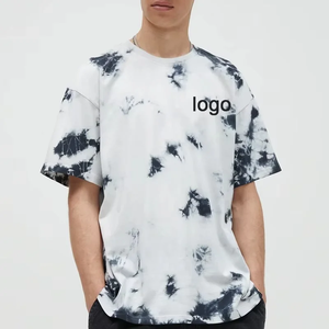Premium Custom Logo Tie Dye Men's T-Shirt Heavyweight 100% Cotton Oversized Streetwear Tee Black & <b>White</b> Acid Wash Cloud Print - Product Image 2