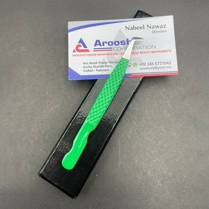 Pinzas rusas de acero inoxidable de alta calidad con empuñadura de diamante Logotipo verde personalizado Pinzas de pestañas sostenibles Punta puntiaguda - Product Image 2
