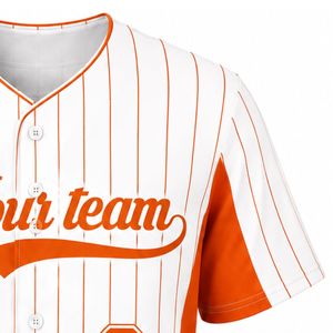 Orange White Baseball Jersey for Men Pinstripe Button Front Team Shirt Lightweight <b>Athletic</b> Uniform Breathable Baseball Sport - Product Image 6