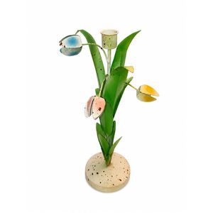 Support de bougie décoratif de luxe en fer forgé en forme de fleur de lotus, bougeoir vintage en métal pour bougies chauffe-plat, centre de table rustique pour la maison et les mariages - Product Image 2