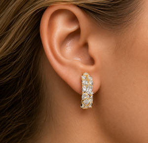 Luxury Multi Shape Diamond <b>Hoop</b> <b>Earrings</b> 18K Pure Gold Lab Grown Diamond 0.80 CTW VVS Bridal Anniversary Fine Jewelry for Women - Product Image 2