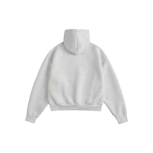 เสื้อฮู้ดดี้โอเวอร์ไซส์แบบครอป สีพื้น มีกระเป๋า  ผ้าถักเฟรนช์เทอร์รี่ 100% คอตตอน แขนปกติ สไตล์ลำลองสำหรับฤดูใบไม้ร่วง - Product Image 2