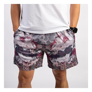 กางเกงขาสั้นออกกำลังกายลายพรางขายส่งสำหรับผู้ชาย พิมพ์ลายโลโก้แบบซับลิเมชั่นตามสั่ง ผ้าฝ้ายเนื้อหนา มีเชือกผูก เหมาะสำหรับวิ่งและฟิตเนส - Product Image 6