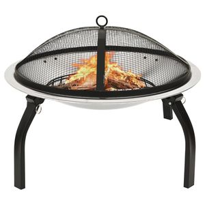 Brasero et barbecue D0100HHRX3J en acier inoxydable 22 x 22 x 19,3, portable pour l'extérieur, à bois, avec pique-foyer - Product Image 1