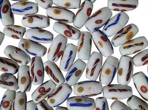 Perles de commerce africaines en gros, mélange de perles en verre Millefiori, perles rondes en spirale, perles tubulaires blanches, perles de rocaille jaunes - Product Image 6