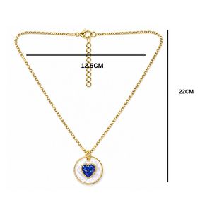 Collar con Colgante de Corazón Azul Chapado en Oro Antideslustre de JeweleMarket para Mujeres y Niñas, Cadena con Dije de Perla de Imitación, Estilo Clásico - Product Image 5