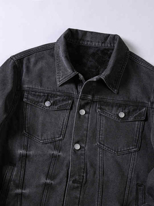 Technical Garment Manufacturing: Men's <b>Fleece</b>-Lined Jean Jacket - Single-Stitch Finish - Durable Winter Trucker Jacket Wholesale - Product Image 3