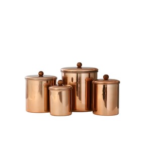 High Quality Solid Copper Hammered Design Food Storage Box <b>Container</b> Set Of 4 Vintage Kitchen Counter Coffee <b>Flour</b> Canisters - Product Image 4