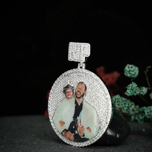 จี้ห้อยรูปภาพหรูหราสไตล์ฮิปฮอป ทำจากเงินแท้ชุบทอง ประดับเพชรโมอิสซาไนต์แบบไมโครเพฟ สำหรับเก็บความทรงจำ - Product Image 1