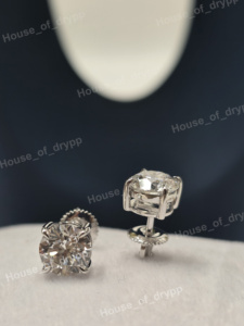 925 <b>Silver</b> Round Diamond <b>Stud</b> <b>Earrings</b> Claw Setting Classic Everyday Wear Unisex Jewelry - Product Image 5