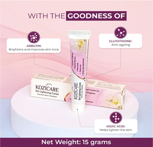 Crema Aclarante y Blanqueadora de Piel Kozicare 15g con Ácido Kójico, Arbutina y Glutatión para Todo Tipo de Piel, Eliminación de Hiperpigmentación y Manchas - Product Image 3