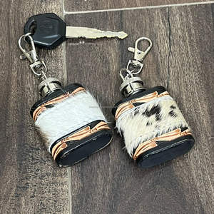 Mini flacon à liqueur artisanal en cuir repoussé avec poils, porte-clés, nouvelle bouteille de poche en acier inoxydable pour cadeaux promotionnels d'entreprise - Product Image 6