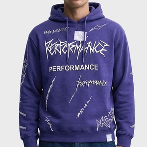 Sudadera con Capucha para Hombre con Estampado de Grafiti, Morada, de Felpa Francesa, Hombros Caídos, Estilo Urbano, Fabricante de Ropa - Product Image 1