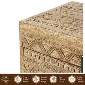 Boîte sculptée en bois de manguier de qualité supérieure, design moderne, 100% bois naturel, très vendue, pour la décoration de la maison - Product Image 4