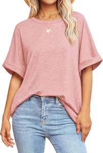 Women’s 2025 Trendy Loose Fit Knitted T Shirt Anti-Pilling Crew Neck Short Sleeve Oversized Casual Summer <b>Top</b> - Product Image 5