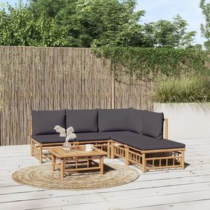 Conjunto Modular de Muebles de Jardín de Bambú Gris Oscuro para Sofás de Exterior - Product Image 1
