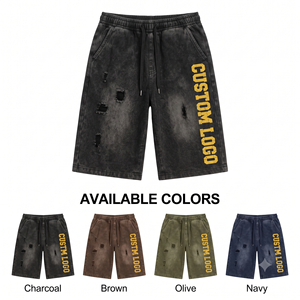 Shorts de survêtement amples pour hommes, style vintage délavé à l'acide, en coton épais, effet usé, streetwear, séchage rapide, marque privée OEM - Product Image 4