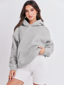 Sweat-shirt à capuche surdimensionné gris avec poche et manches classiques pour unisexe - Product Image 3